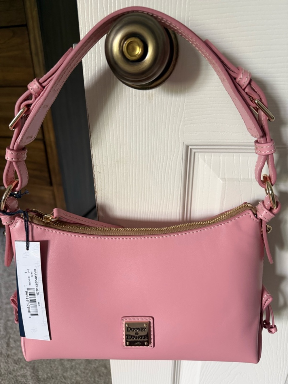 Dooney & Bourke Pink Leather Shoulder Hobo with Gold Hardware - Picture 2 of 5